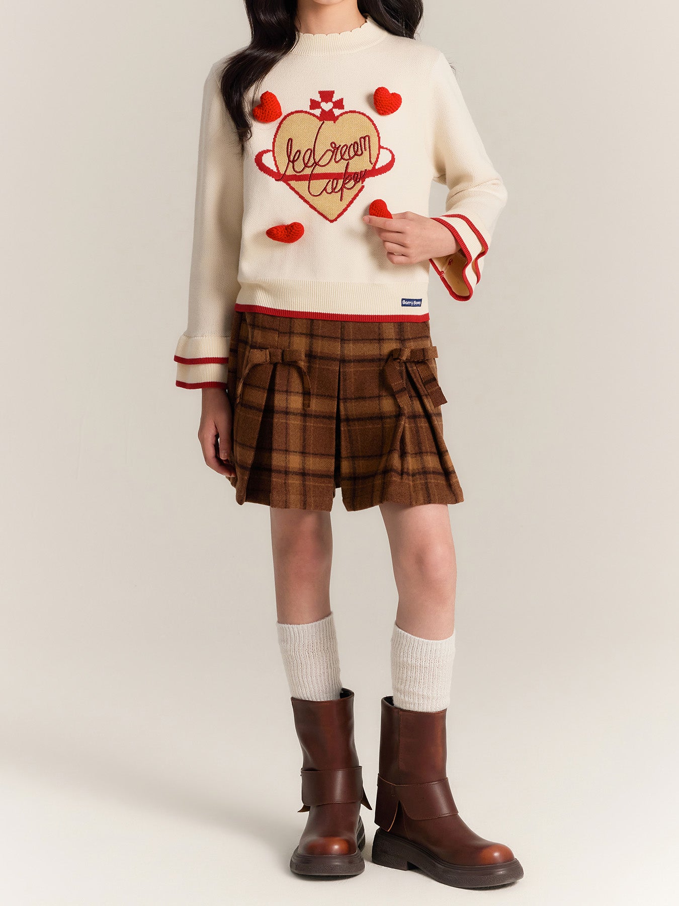 Kids' Cute Heart Knit Sweater