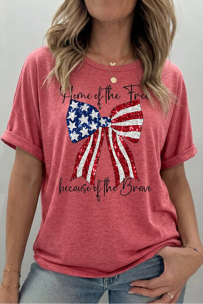4th of July American Flag Bow Graphic Tee