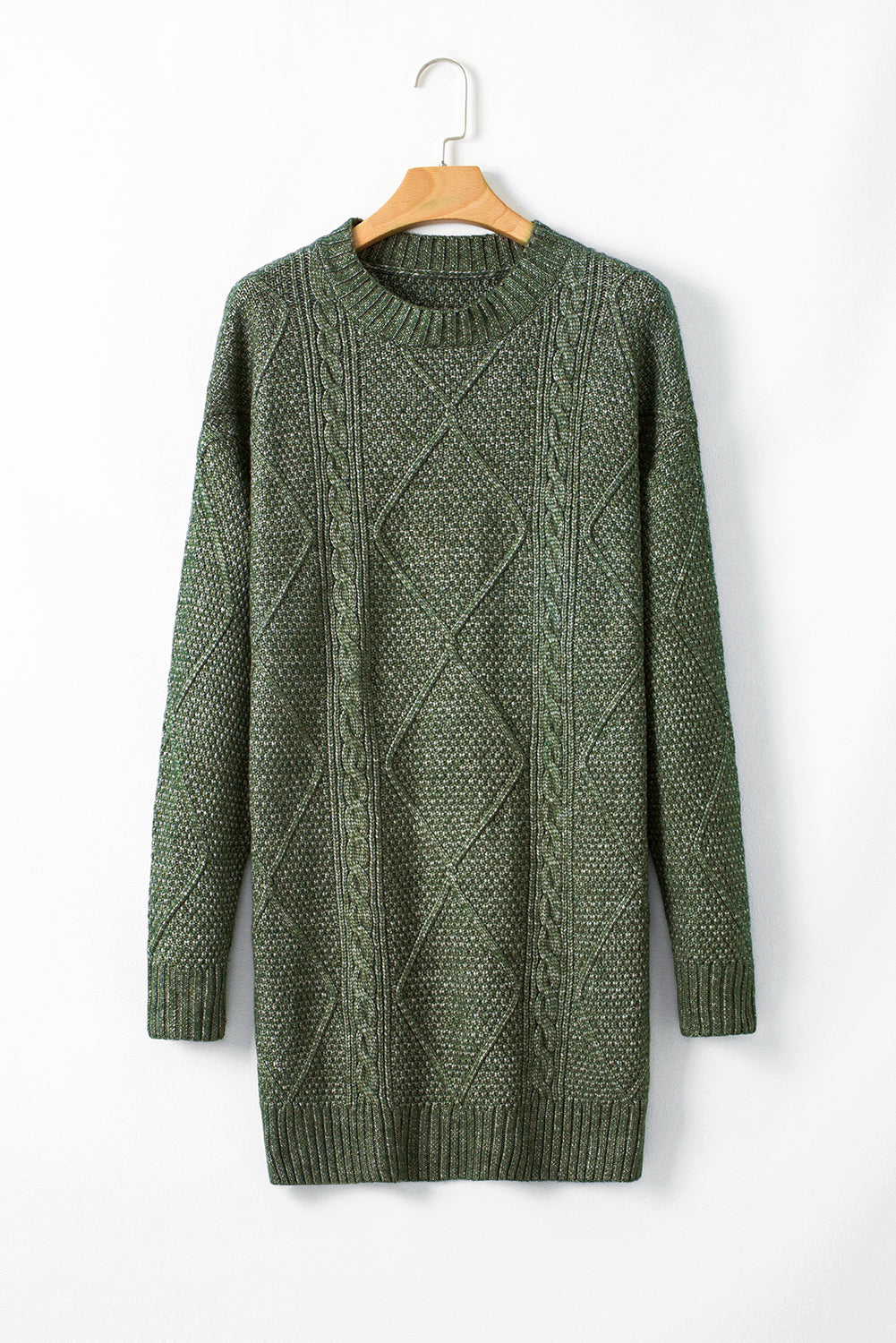 Cozy Cable Knit Drop Shoulder Oversized Sweater Dress