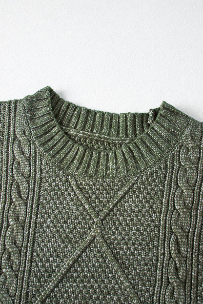 Cozy Cable Knit Drop Shoulder Oversized Sweater Dress