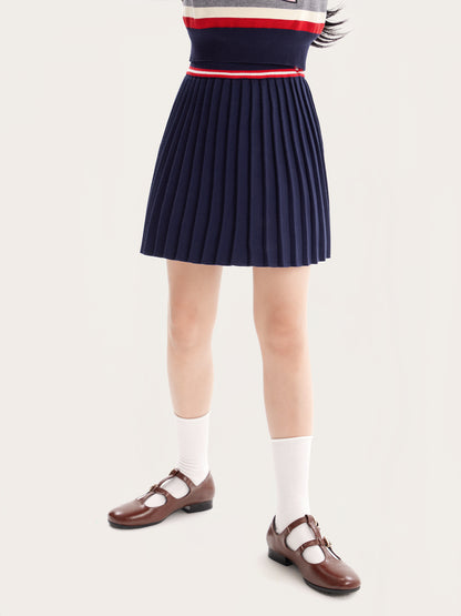 Kids’ Classic Pleated Knit Skirt with Collegiate Style