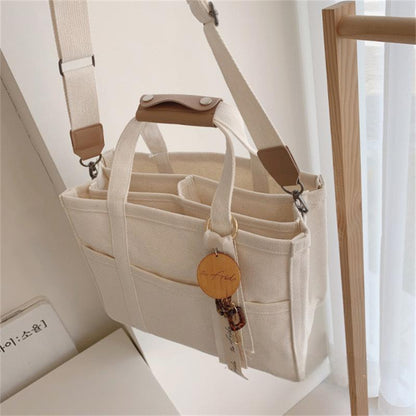 Black Canvas Crossbody Shoulder Tote Bag for Travel