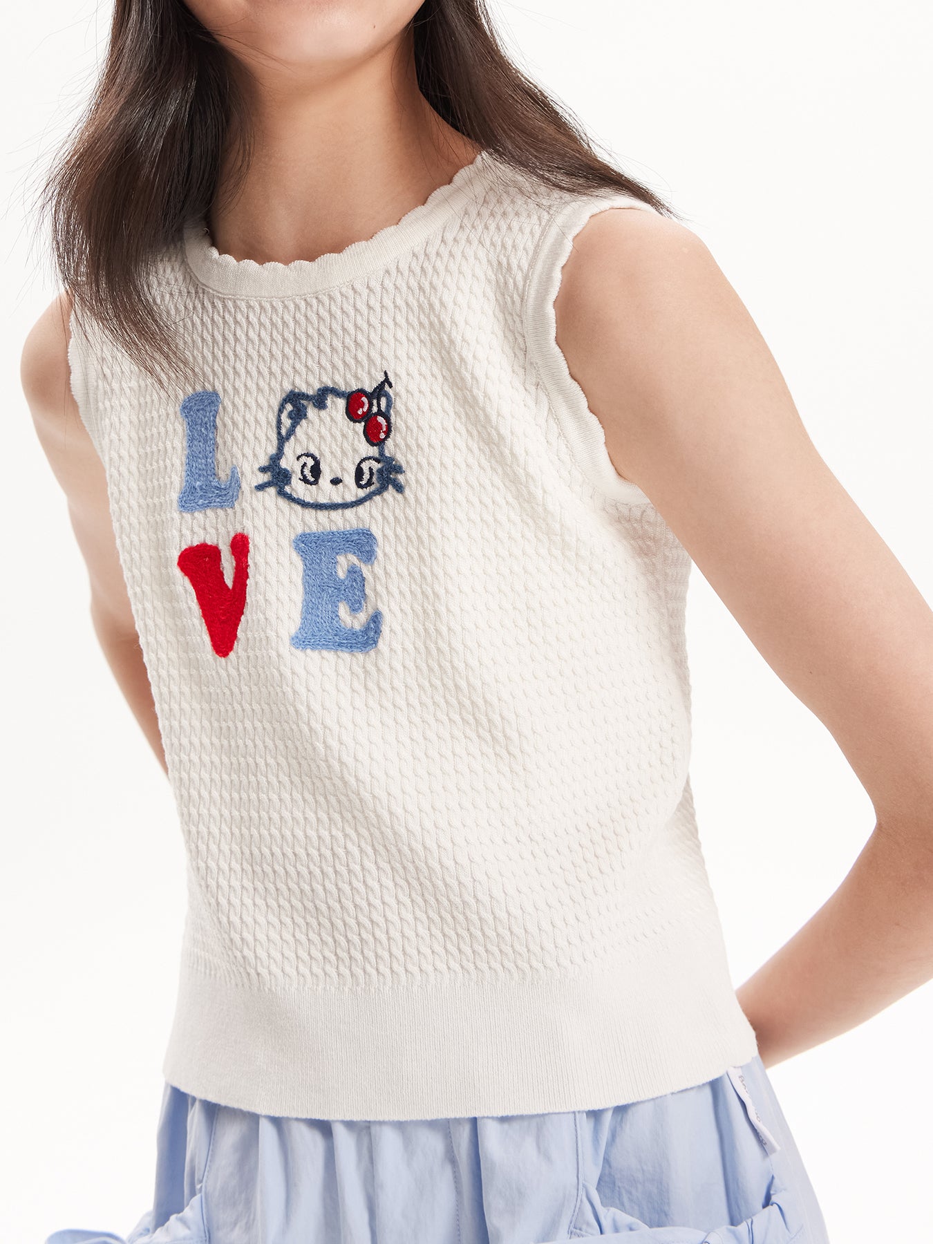 Girls Sleeveless Knit Top Summer Ice Silk Tank Shirt