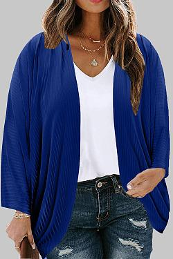 Large Size Threaded Cardigan Thin Loose Casual Solid Color Knit Sweater Women Plus Size