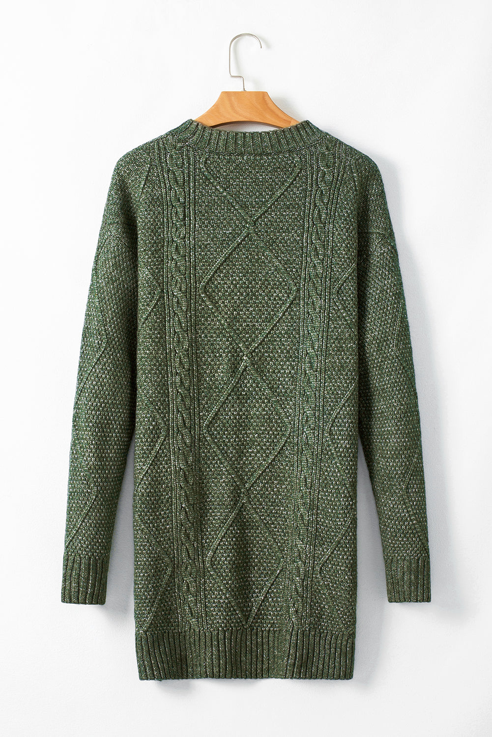 Cozy Cable Knit Drop Shoulder Oversized Sweater Dress