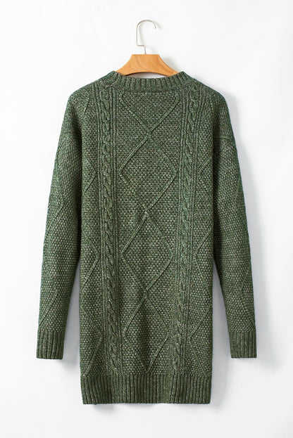 Cozy Cable Knit Drop Shoulder Oversized Sweater Dress