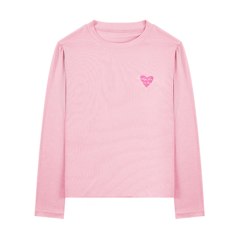 Kids Long Sleeve Solid Color Slim Fit T-Shirt