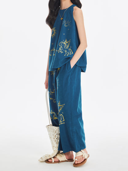 Girls Summer Sleeveless Top and Wide Leg Pants