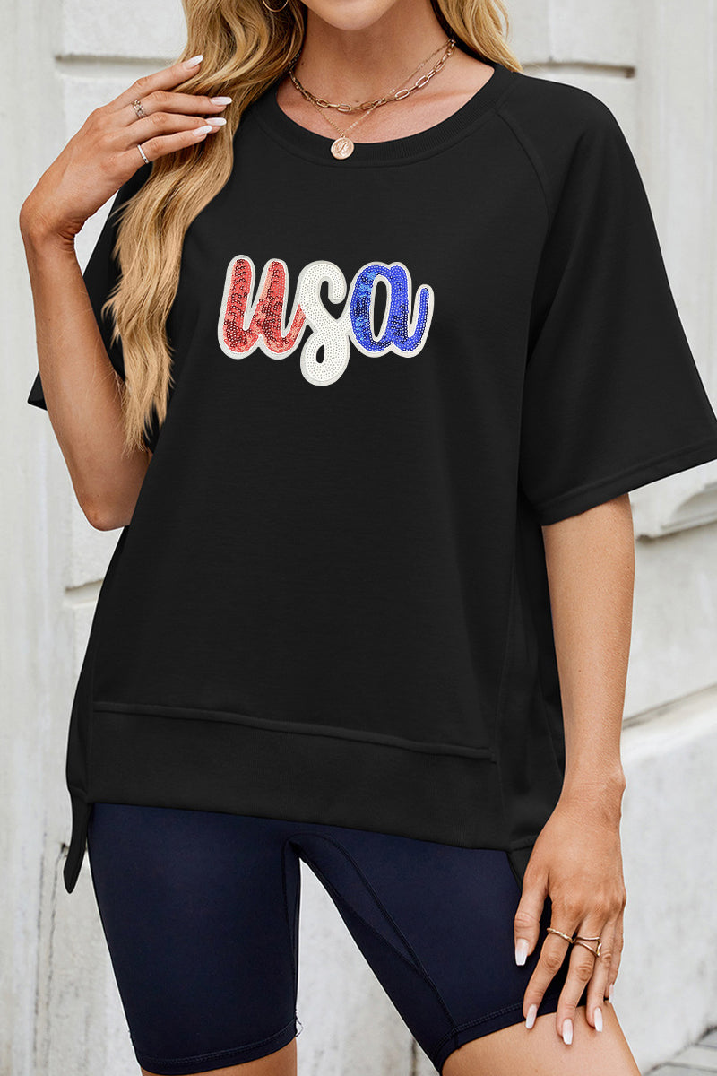 USA Graphic July 4th Oversized Casual Tee Top