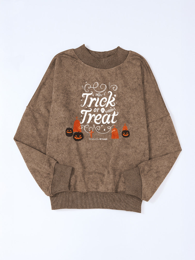 Halloween Trick or Treat Graphic Drop Shoulder Sweatshirt
