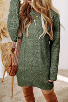 Cozy Cable Knit Drop Shoulder Oversized Sweater Dress