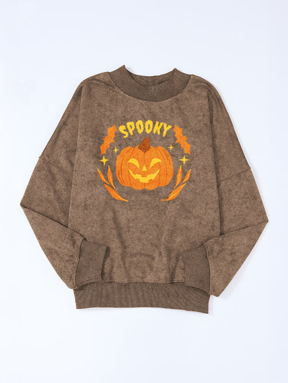 Halloween Spooky Pumpkin Graphic Drop Shoulder Sweatshirt