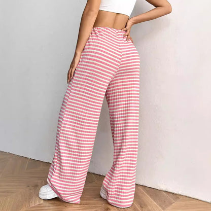 Cotton Wide Leg Lounge Pants with Drawstring Waist