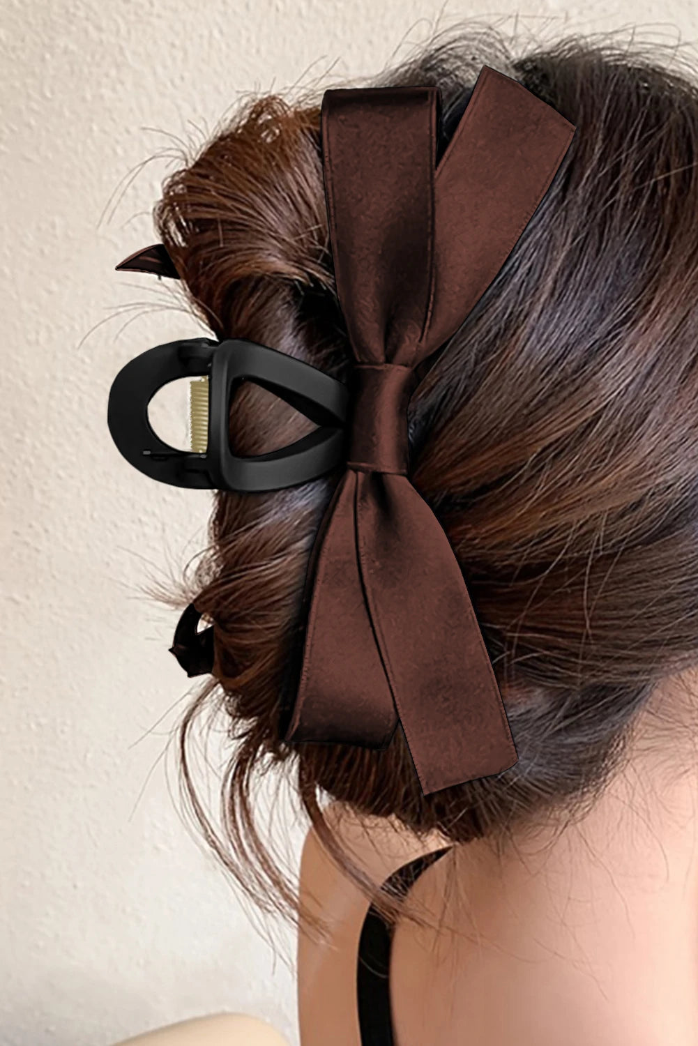 White Elegant Satin Bow Large Hair Claw Clip for Women