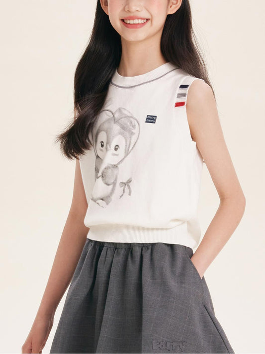 Women's Cute Cartoon Knit Vest Sleeveless Pullover Top