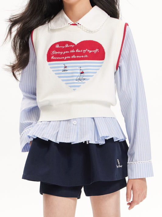 Girls Heart Knit Sweater Vest Preppy  Top