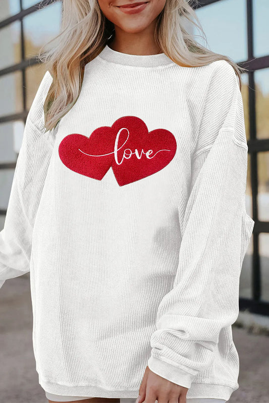Valentines Day Fuzzy Heart Love Graphic Pullover