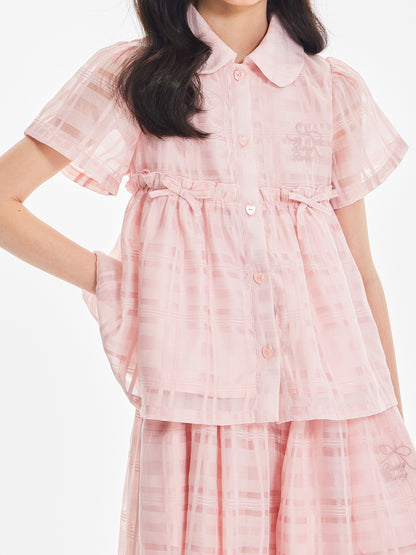 Girls Pink Bow Polo Shirt or Wide Leg Pants