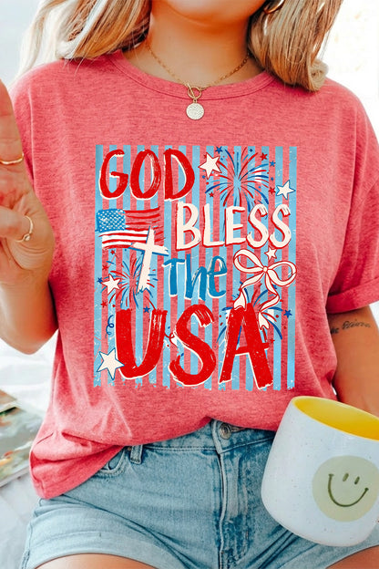 "God Bless The USA" 4th of July Patriotic Tee