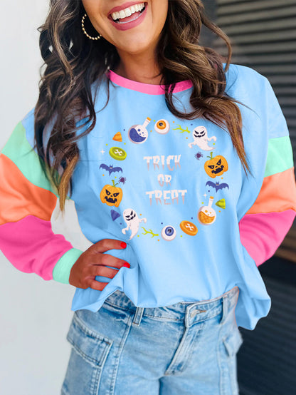 Trick or Treat Halloween Colorblock Graphic Tee
