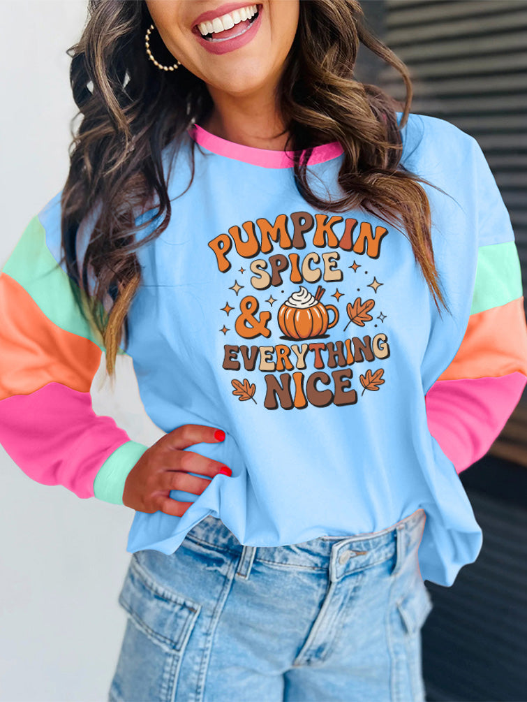 Thanksgiving Pumpkin Spice & Everything Nice Colorblock Tee