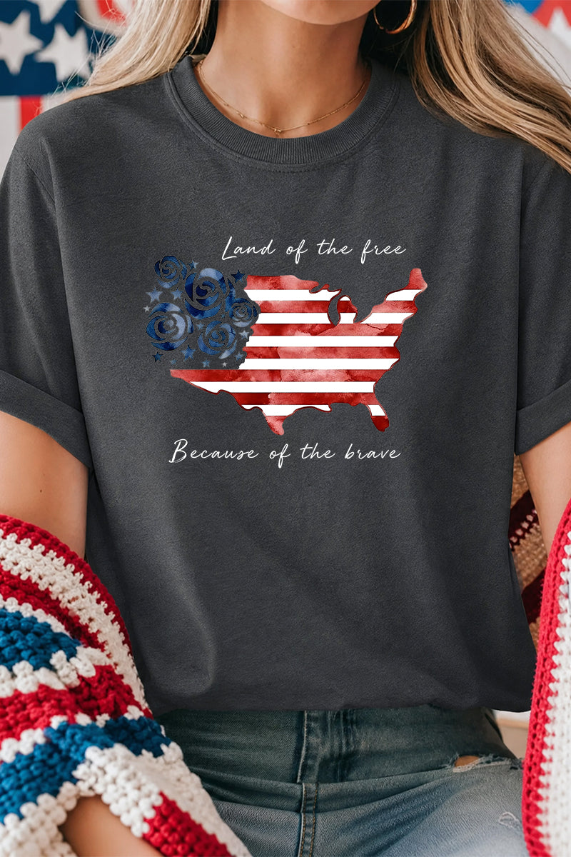 USA Map Graphic July 4th Patriotic Tee Shirt