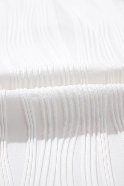 Ribbed V Neck Button Cap Sleeve Knit Top Casual