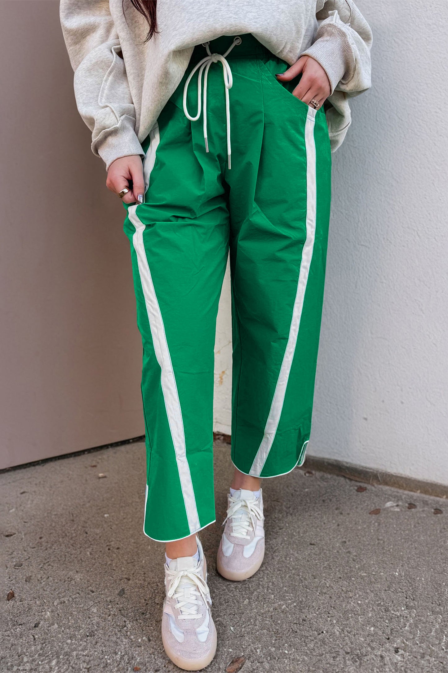 Game Day Side Stripe Drawstring Cropped Wide Leg Pants