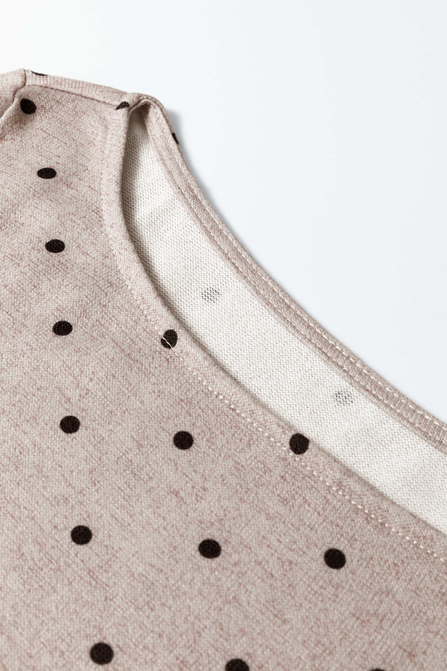 Dark Brown Polka Dot Boat Neck Long Sleeve Knit Top