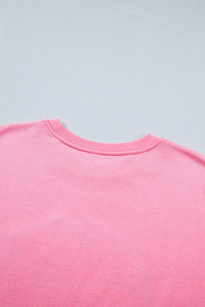Pink Embroidered Pumpkin Halloween Crewneck Sweatshirt