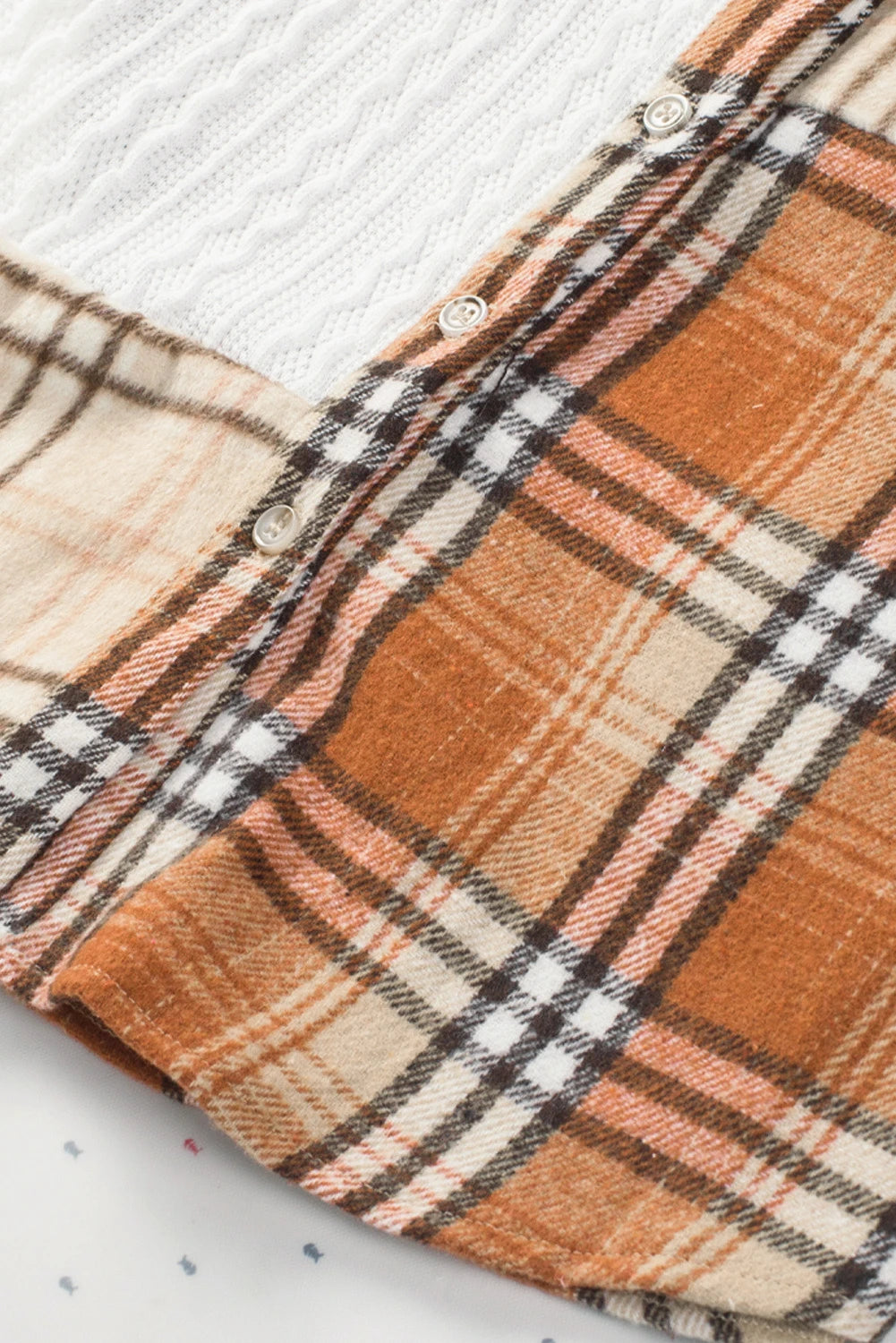 Color Block Plaid Corduroy Shacket with Pocket