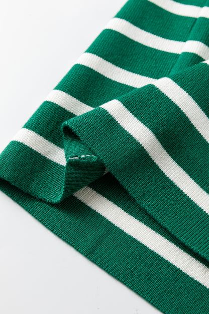 Green Striped Sleeveless Knit Sweater Vest Casual Top