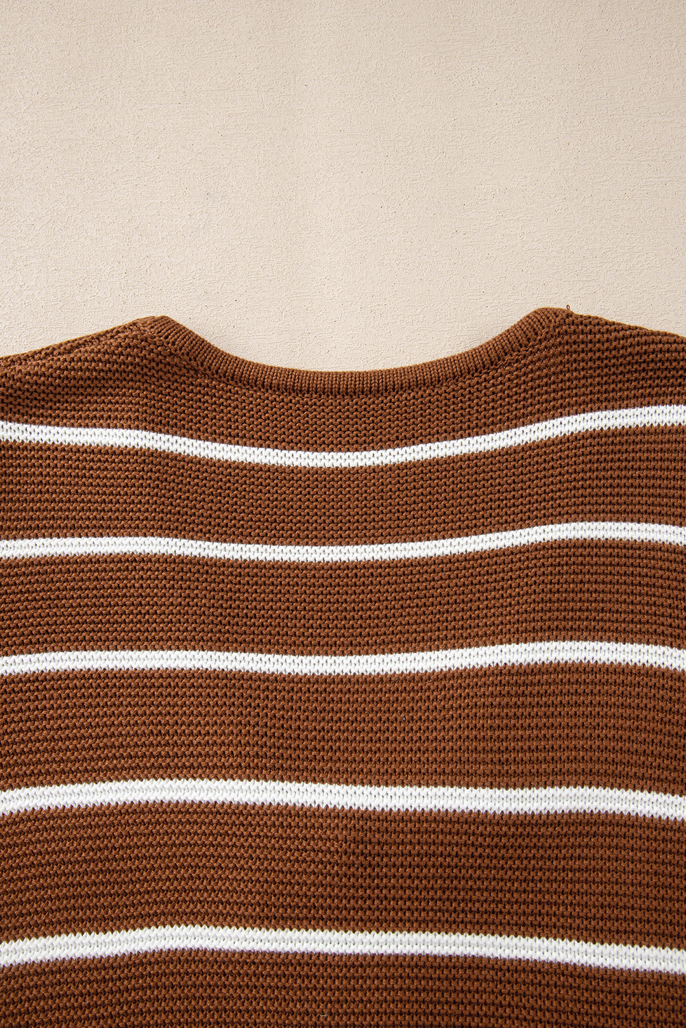 Chestnut Striped Knit Tie Front V Neck Cardigan Sweater