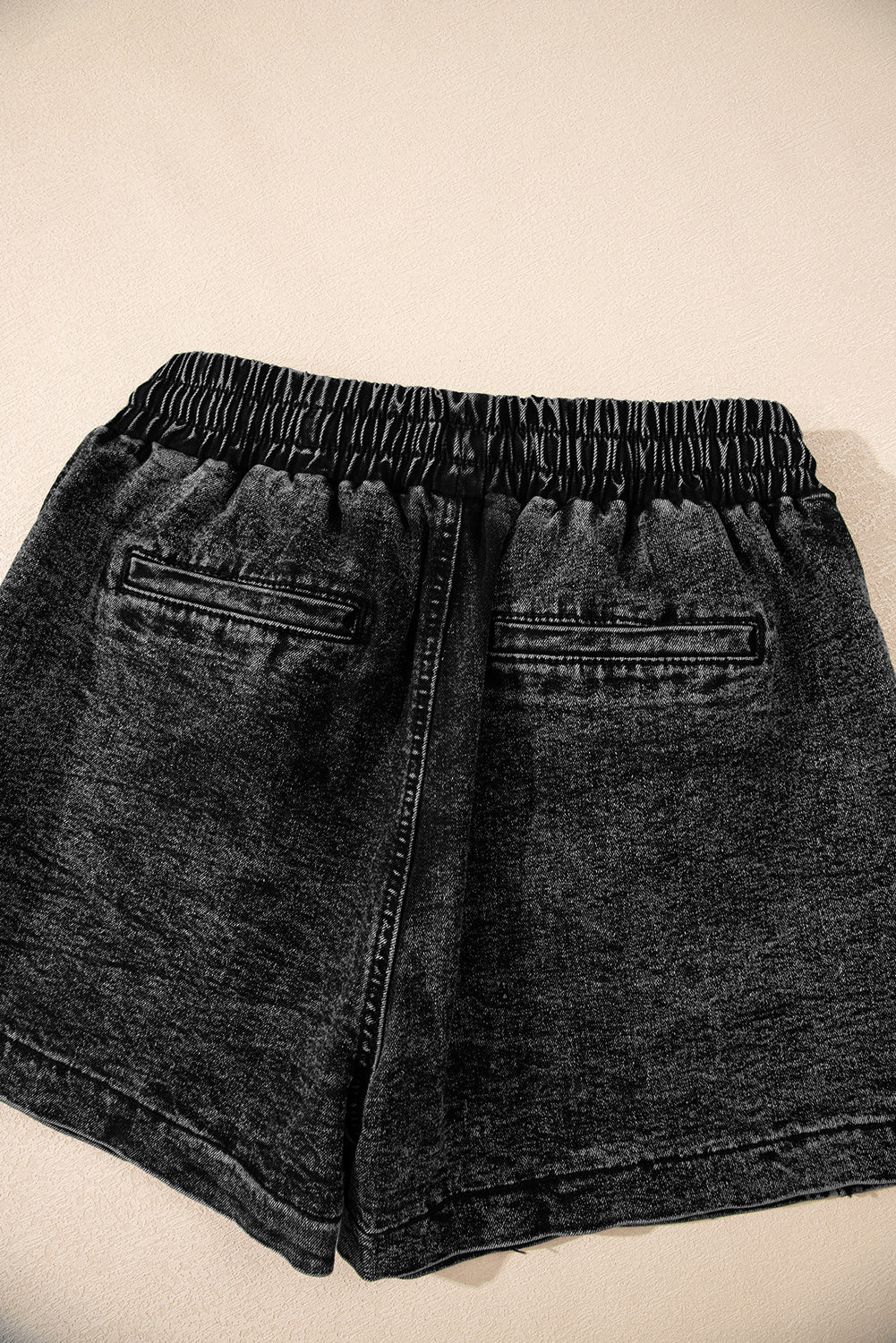 Dusk Blue Denim Skort Elastic Waist Drawstring Shorts