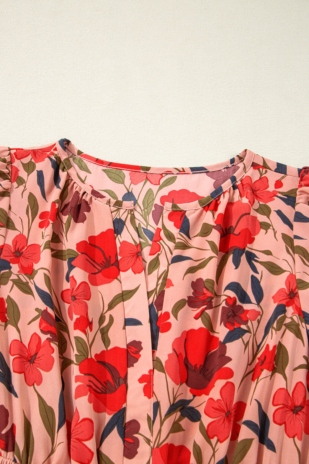 Boho Floral V Neck Smocked Waist Mini Dress