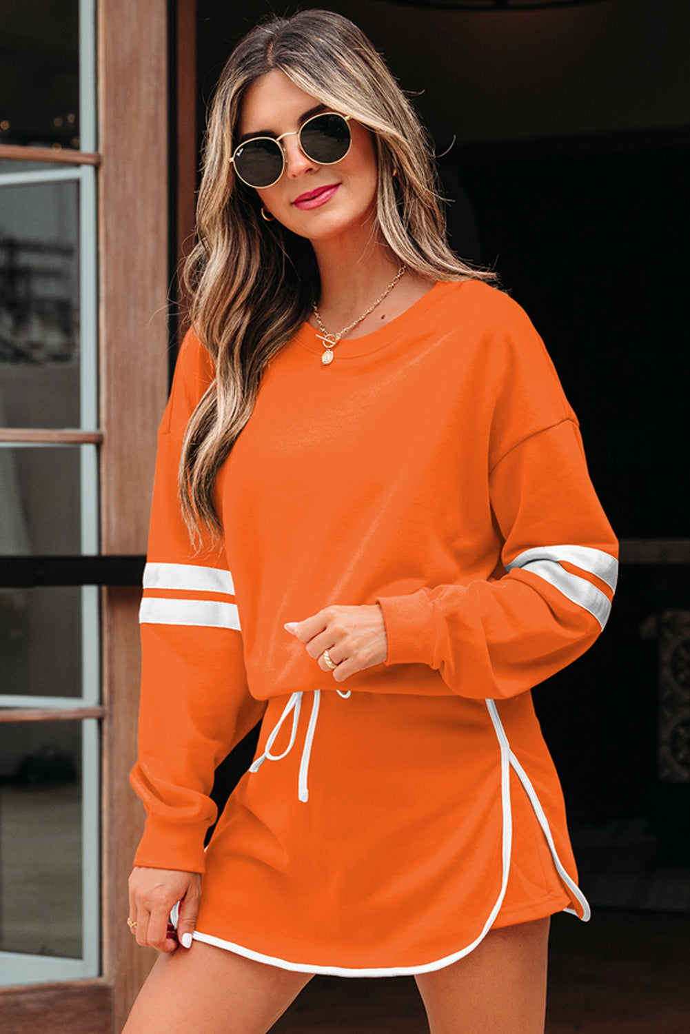 Orange Game Day Varsity Sweatshirt & Skort Set