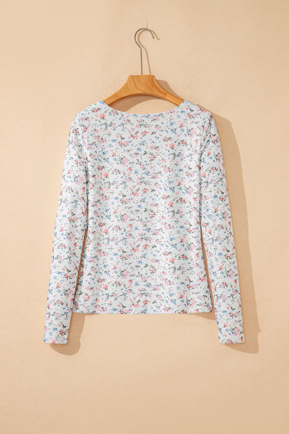 Floral Square Neck Fitted Top Long Sleeve Coquette Shirt