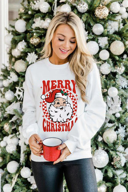 Beige MERRY CHRISTMAS Christmas Claus Graphic Drop Shoulder Sweatshirt