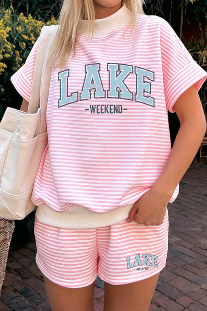 Lake Weekend Striped Lounge Set Shorts Outfit