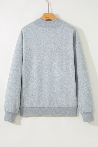 Oversized Mock Neck Sweatshirt Drop Shoulder Pullover