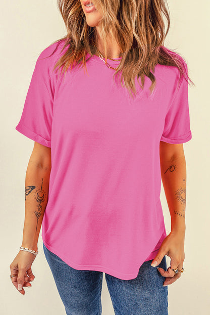 White Casual Crew Neck Short Sleeve Basic Tee