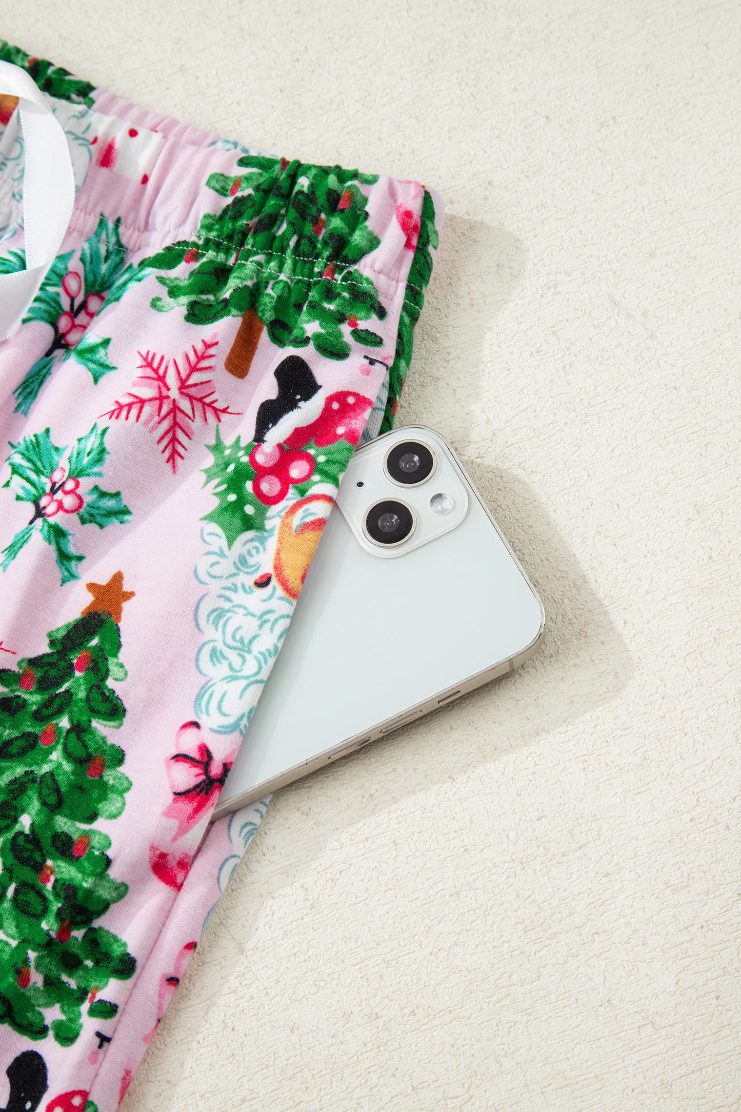 Christmas Tree Print Button Lounge Set for Women 2pcs