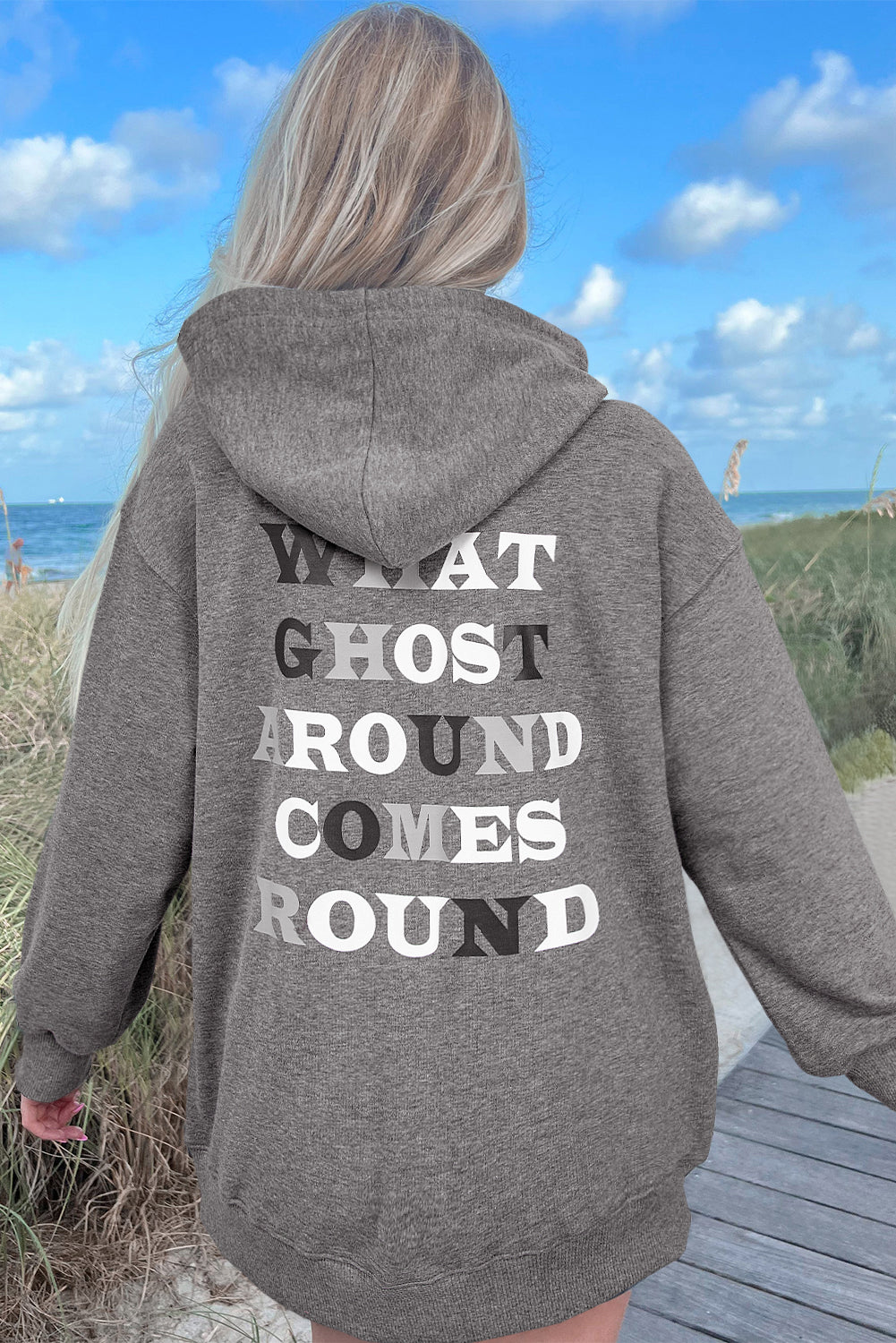 Cute Ghost Graphic Halloween Hoodie Oversized Pullover