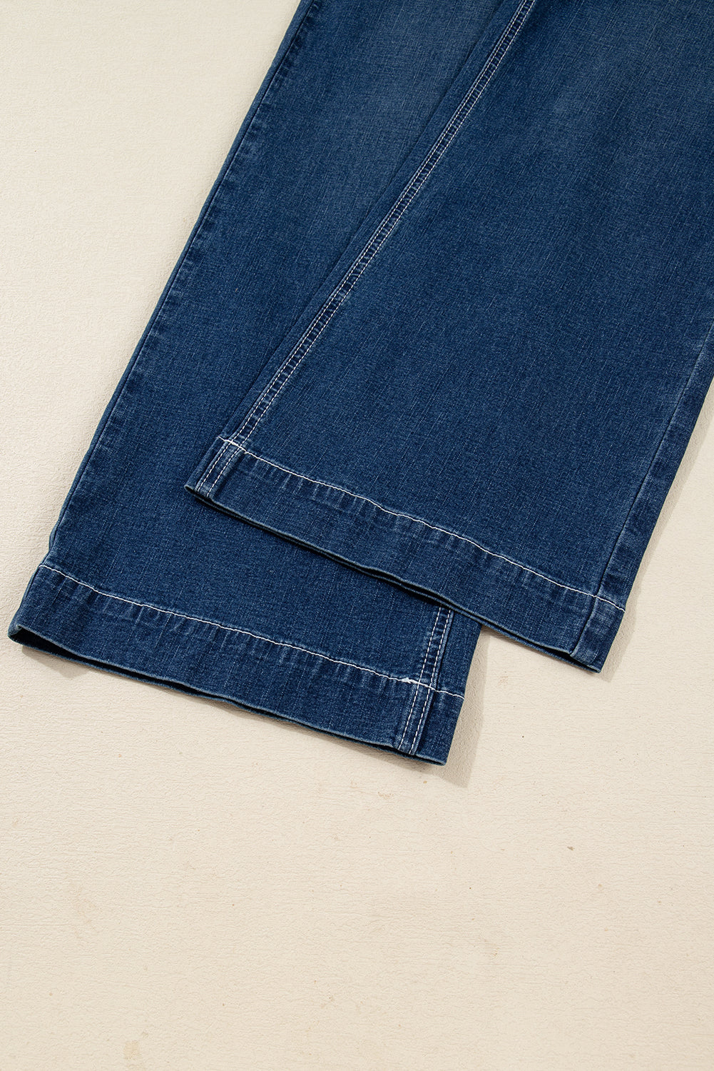 Sail Blue Stitched High Waist Loose Cuffed Jeans