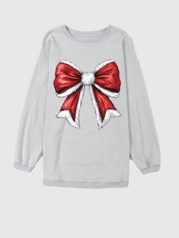 Christmas Big Bow Graphic Pullover Sweatshirt