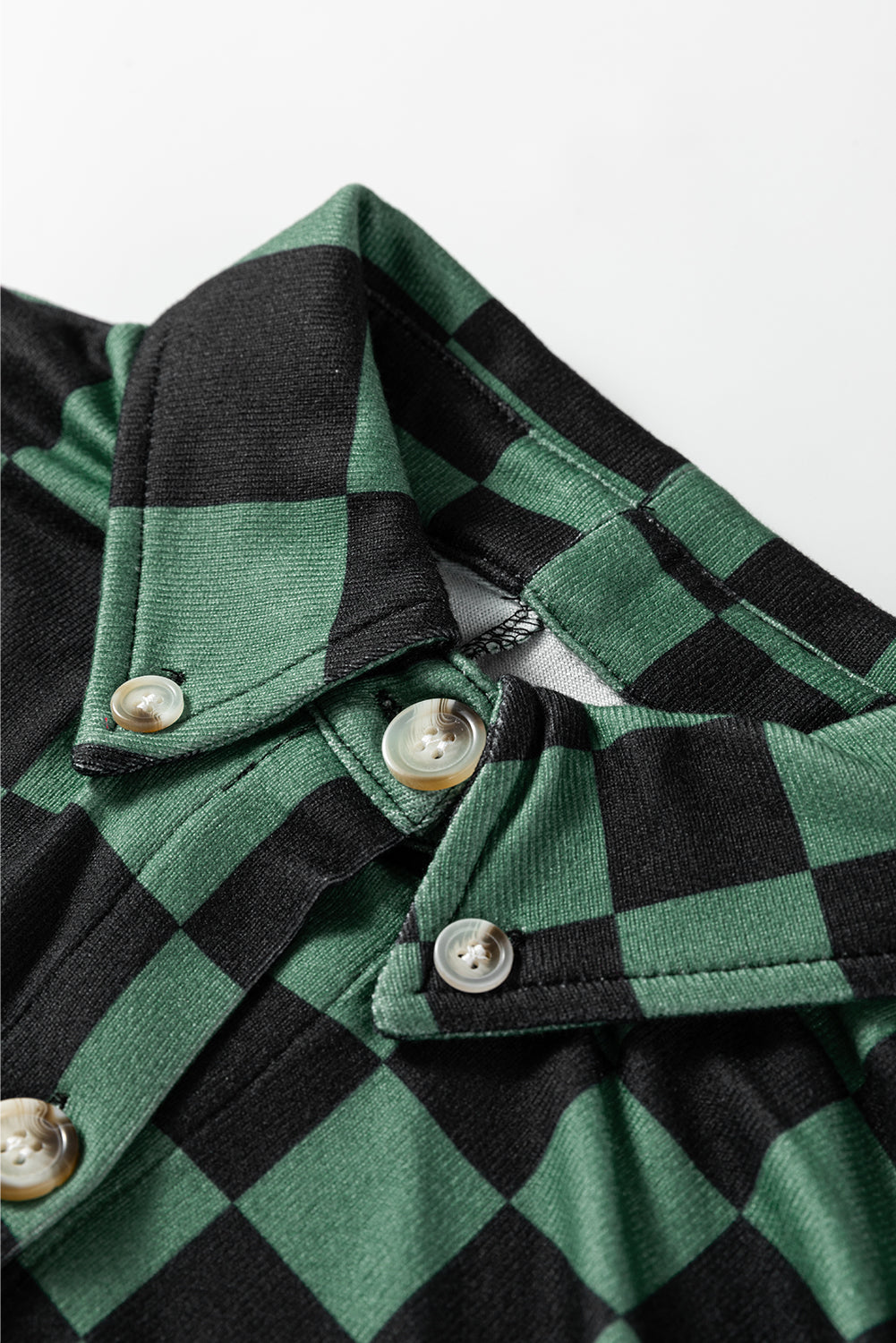 Checkerboard Print Flap Pocket Button Front Shacket
