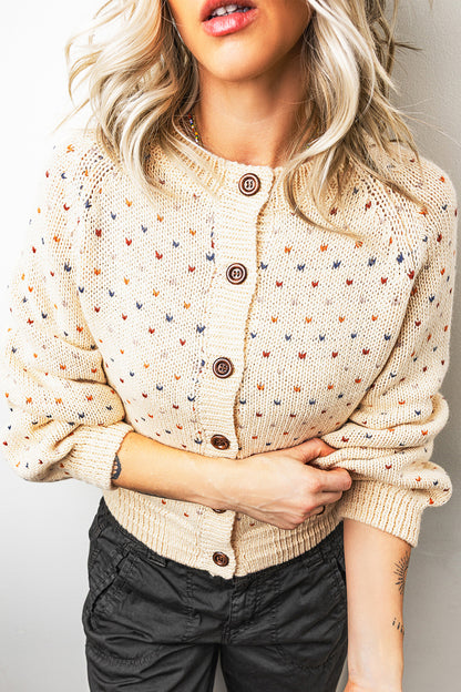 Speckled Knit Button Front Cardigan