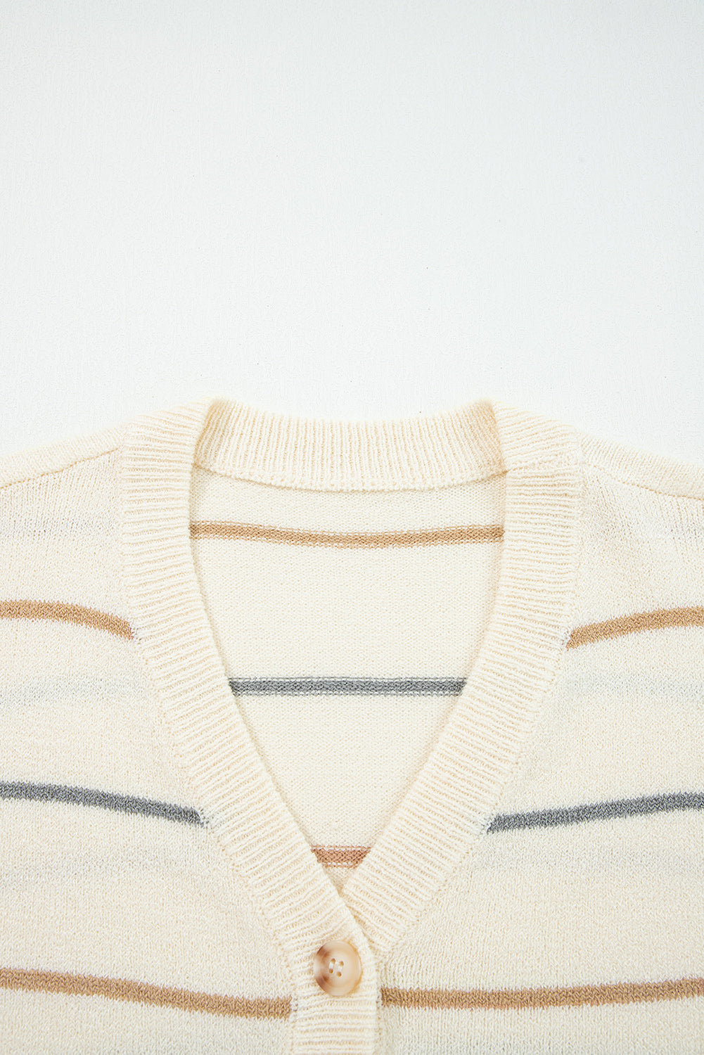 Women’s Striped V Neck Button Front Drop Shoulder Cardigan