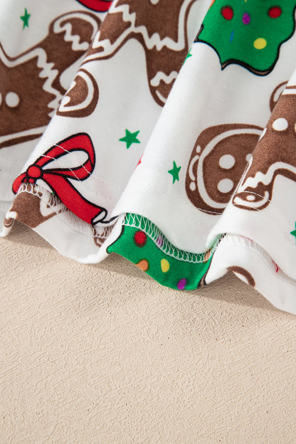 Christmas Tree Print Button Lounge Set for Women 2pcs