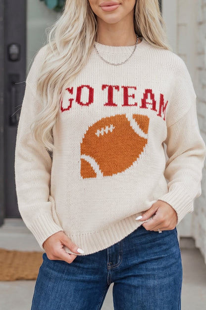 Game Day Football Graphic Crew Neck Knit Sweater